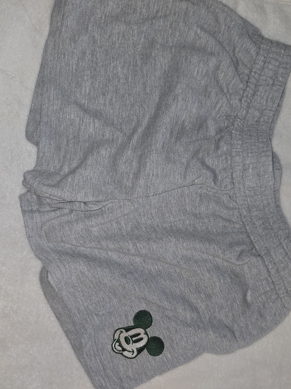 Disney Gray Kids Shorts with Green Mickey Embroidery